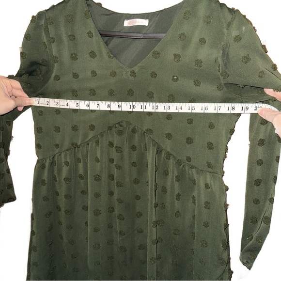 KIRUNDO Emerald Green Babydoll Swiss dot dress. - Picture 5 of 6